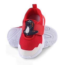 Cute Walk by Babyhug Velcro Closure Sneaker with Dino Applique - Red