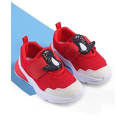 Cute Walk by Babyhug Velcro Closure Sneaker with Dino Applique - Red