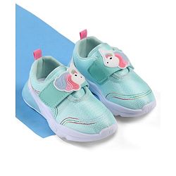 Cute Walk by Babyhug Velcro Closure Sneakers with Unicorn Applique - Mint