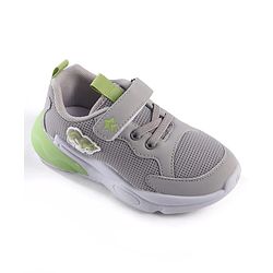 Cute Walk by Babyhug Sneaker Shoes With Animal Applique & Velcro Closure - Grey