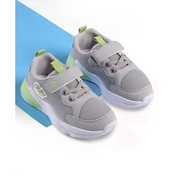 Cute Walk by Babyhug Sneaker Shoes With Animal Applique & Velcro Closure - Grey
