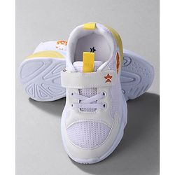 Cute Walk by Babyhug Sneaker Shoes With Animal Applique & Velcro Closure - Grey