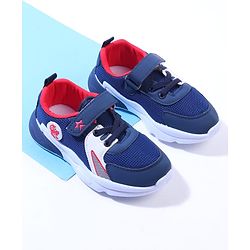 Cute Walk by Babyhug Velcro Closure Sneakers with Dino Applique - Blue