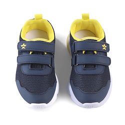 Cute Walk by Babyhug Velcro Closure Sneaker with Ball Applique - Navy Blue