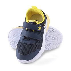 Cute Walk by Babyhug Velcro Closure Sneaker with Ball Applique - Navy Blue