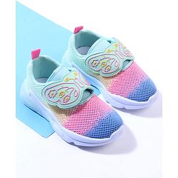 Cute Walk by Babyhug Velcro Closure Sneaker with Butterfly Design - Sea Green
