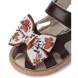 Cute Walk by Babyhug Booties With Bow Applique & Velcro Closure - Brown