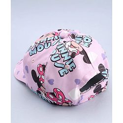 Babyhug Disney Cotton Woven Summer Cap With Minnie Mouse Print Pink - Diameter 16 cm
