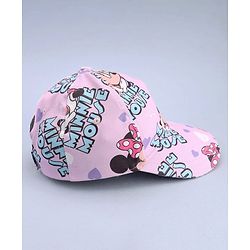 Babyhug Disney Cotton Woven Summer Cap With Minnie Mouse Print Pink - Diameter 16 cm