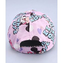 Babyhug Disney Cotton Woven Summer Cap With Minnie Mouse Print Pink - Diameter 16 cm