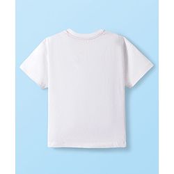 Babyhug Disney Single Jersey Knit Drop Shoulder Half Sleeves Oversized T-Shirt with Mickey & Friends Graphic - White