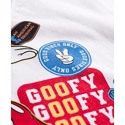 Babyhug Disney Single Jersey Knit Drop Shoulder Half Sleeves Oversized T-Shirt with Mickey & Friends Graphic - White