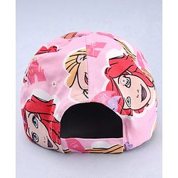 Babyhug Disney Cotton Woven Summer Cap With Disney Princess Print Pink - Diameter 15 cm
