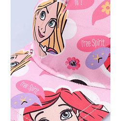 Babyhug Disney Cotton Woven Summer Cap With Disney Princess Print Pink - Diameter 15 cm