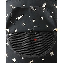 Babyhug Portable Baby Stroller with One-Hand Compact Fold Newborn Pram Concealed Linked Brake, Front Swivel Wheels, Safety Harness, Shock Absorbing Wheels Storage Basket Moon & Star Print - Black