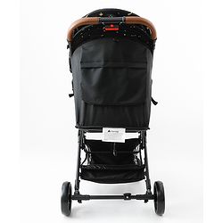 Babyhug Portable Baby Stroller with One-Hand Compact Fold Newborn Pram Concealed Linked Brake, Front Swivel Wheels, Safety Harness, Shock Absorbing Wheels Storage Basket Moon & Star Print - Black