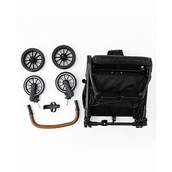 Babyhug Portable Baby Stroller with One-Hand Compact Fold Newborn Pram Concealed Linked Brake, Front Swivel Wheels, Safety Harness, Shock Absorbing Wheels Storage Basket Moon & Star Print - Black
