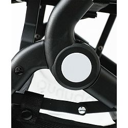 Babyhug Portable Baby Stroller with One-Hand Compact Fold Newborn Pram Concealed Linked Brake, Front Swivel Wheels, Safety Harness, Shock Absorbing Wheels Storage Basket Moon & Star Print - Black