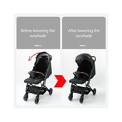 Babyhug Portable Baby Stroller with One-Hand Compact Fold Newborn Pram Concealed Linked Brake, Front Swivel Wheels, Safety Harness, Shock Absorbing Wheels Storage Basket Moon & Star Print - Black