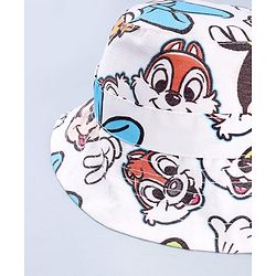 Babyhug Disney Cotton Woven Summer Cap with Minnie Mouse & Friends Print White - Diameter 24 cm