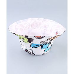 Babyhug Disney Cotton Woven Summer Cap with Minnie Mouse & Friends Print White - Diameter 24 cm