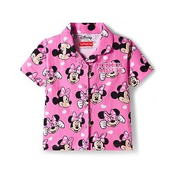 Babyhug Disney Single Jersey knit Half Sleeves Shorts Night suit With Minnie Mouse Print - Pink