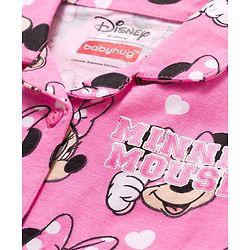 Babyhug Disney Single Jersey knit Half Sleeves Shorts Night suit With Minnie Mouse Print - Pink