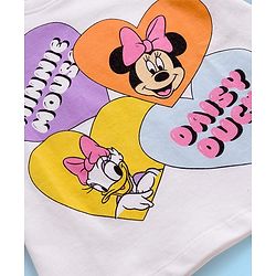 Babyhug Disney Single Jersey Knit Half Sleeves Shorts Night Suit With Minnie & Friends Print - White