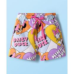 Babyhug Disney Single Jersey Knit Half Sleeves Shorts Night Suit With Minnie & Friends Print - White