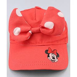 Babyhug Disney Cotton Woven Cap With Mickey Mouse Graphics Red - Diameter 13 cm