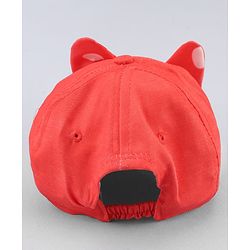 Babyhug Disney Cotton Woven Cap With Mickey Mouse Graphics Red - Diameter 13 cm