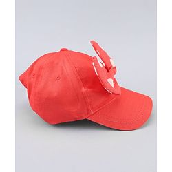 Babyhug Disney Cotton Woven Cap With Mickey Mouse Graphics Red - Diameter 13 cm