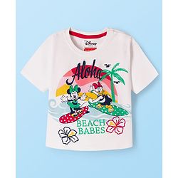 Babyhug Disney Single Jersey Knit Half Sleeves T-Shirt & Skirt Set with Minnie & Friends Graphic - Navy Blue & White