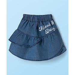 Babyhug Disney Single Jersey Knit Half Sleeves T-Shirt & Skirt Set with Minnie & Friends Graphic - Navy Blue & White
