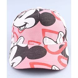 Babyhug Disney Cotton Woven Summer Cap with Minnie Mouse Graphic Pink - Diameter 16 cm