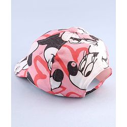 Babyhug Disney Cotton Woven Summer Cap with Minnie Mouse Graphic Pink - Diameter 16 cm