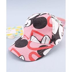 Babyhug Disney Cotton Woven Summer Cap with Minnie Mouse Graphic Pink - Diameter 17 cm