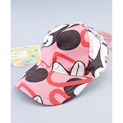 Babyhug Disney Cotton Woven Summer Cap with Minnie Mouse Graphic Pink - Diameter 16 cm