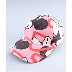 Babyhug Disney Cotton Woven Summer Cap with Minnie Mouse Graphic Pink - Diameter 16 cm