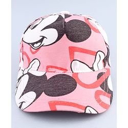 Babyhug Disney Cotton Woven Summer Cap with Minnie Mouse Graphic Pink - Diameter 16 cm