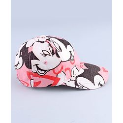 Babyhug Disney Cotton Woven Summer Cap with Minnie Mouse Graphic Pink - Diameter 16 cm