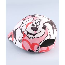 Babyhug Disney Cotton Woven Summer Cap with Minnie Mouse Graphic Pink - Diameter 16 cm