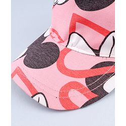 Babyhug Disney Cotton Woven Summer Cap with Minnie Mouse Graphic Pink - Diameter 16 cm