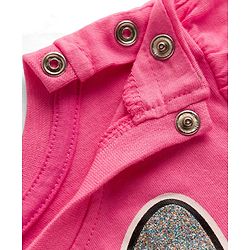 Babyhug Disney Single Jersey Knit Half Sleeves Top & Denim Skirt with Minnie Mouse Graphic - Pink & Blue