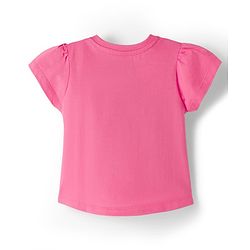 Babyhug Disney Single Jersey Knit Half Sleeves Top & Denim Skirt with Minnie Mouse Graphic - Pink & Blue