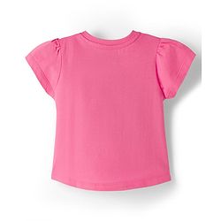 Babyhug Disney Single Jersey Knit Half Sleeves Top & Denim Skirt with Minnie Mouse Graphic - Pink & Blue