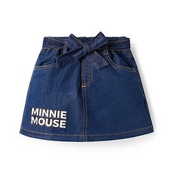 Babyhug Disney Single Jersey Knit Half Sleeves Top & Denim Skirt with Minnie Mouse Graphic - Pink & Blue