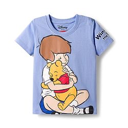 Babyhug Disney Single Jersey Knit Half Sleeves Shorts Night Suit With Winnie & Friends Graphics - Light Blue