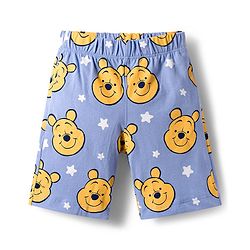 Babyhug Disney Single Jersey Knit Half Sleeves Shorts Night Suit With Winnie & Friends Graphics - Light Blue