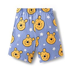 Babyhug Disney Single Jersey Knit Half Sleeves Shorts Night Suit With Winnie & Friends Graphics - Light Blue